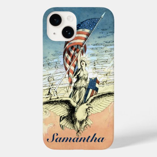  Patriottisch, dame, Eagle met Amerikaanse vlag Case-Mate iPhone Case (Achterkant)