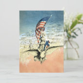 Patriottisch, dame, Eagle met Amerikaanse vlag Kaart (Staand voorkant)