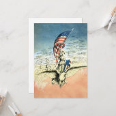 Patriottisch, dame, Eagle met Amerikaanse vlag Kaart (Voorkant / Achterkant in situ)