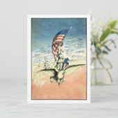  Patriottisch, dame, Eagle met Amerikaanse vlag Kaart (Staand voorkant)
