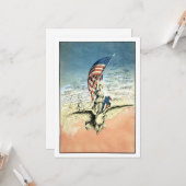  Patriottisch, dame, Eagle met Amerikaanse vlag Kaart (Voorkant / Achterkant in situ)