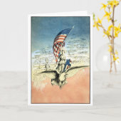  Patriottisch, dame, Eagle met Amerikaanse vlag Kaart (Gele Bloem)