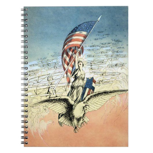  Patriottisch, dame, Eagle met Amerikaanse vlag Notitieboek (Voorkant)