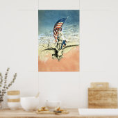  Patriottisch, dame, Eagle met Amerikaanse vlag Poster (Keuken)