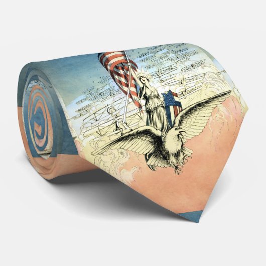 Patriottisch, dame, Eagle met Amerikaanse vlag Stropdas (Opgerold)