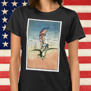 Patriottisch, dame, Eagle met Amerikaanse vlag T-shirt