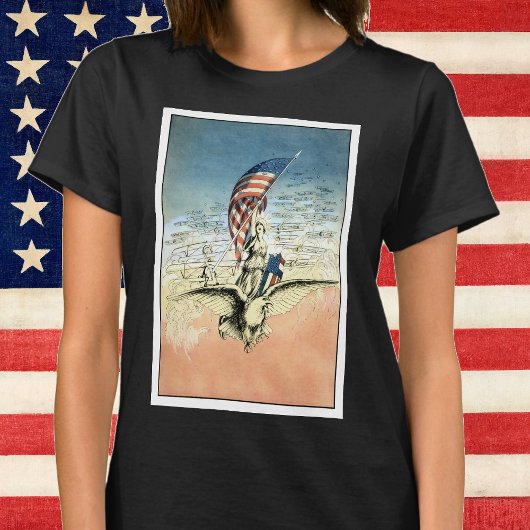 Patriottisch, dame, Eagle met Amerikaanse vlag T-shirt