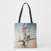  Patriottisch, dame, Eagle met Amerikaanse vlag Tote Bag (Voorkant)