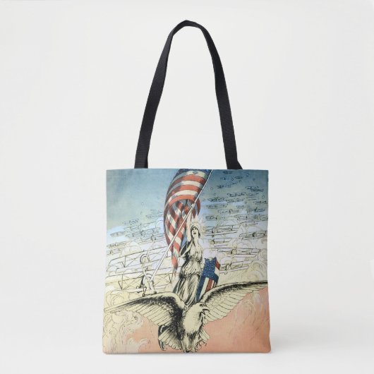  Patriottisch, dame, Eagle met Amerikaanse vlag Tote Bag (Voorkant)