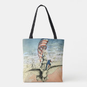  Patriottisch, dame, Eagle met Amerikaanse vlag Tote Bag (Achterkant)