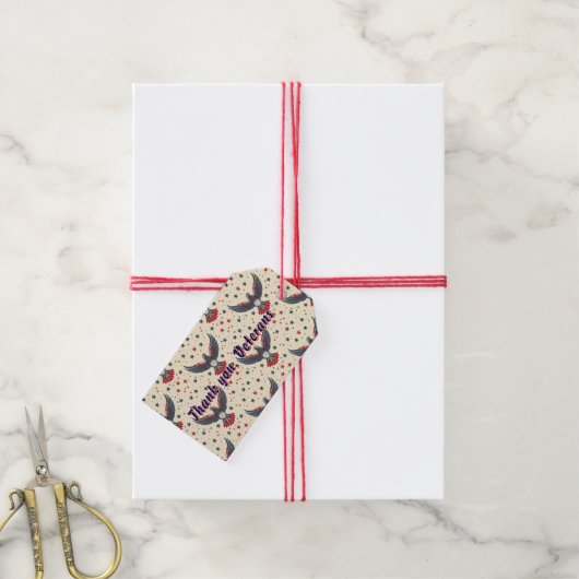 Patriottisch Dank u Veteranen Eagle Gift Label Cadeaulabel (Met Touw)