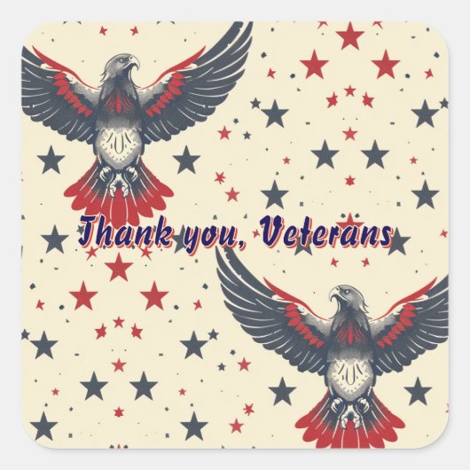 Patriottisch Dank u Veteranen Gift Sticker Label (Voorkant)