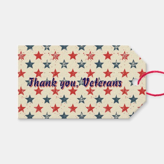 Patriottisch Dank u Veteranen Waardering Gift Labe Cadeaulabel (Voorkant (Horizontaal))