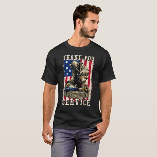 Patriottisch Dank U voor Uw Dienst Veteraan Memor T-shirt (Voorkant volledig)