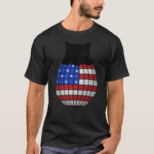Patriottisch discoblauw - Amerikaanse vlag - zwart T-shirt