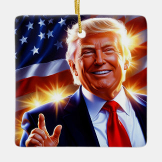 Patriottisch Donald Trump Kerstversiering Keramisch Ornament