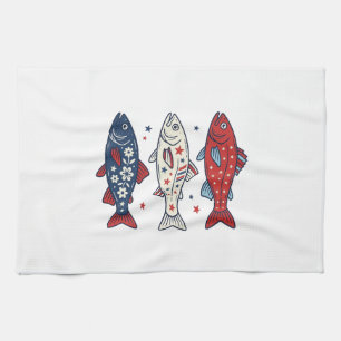 Patriottisch drie vissen vintage graveer shirt ont theedoek