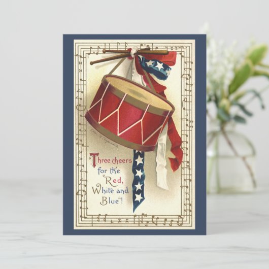  patriottisch, Drums met muziekuitnodiging Kaart (Staand voorkant)