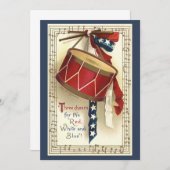  patriottisch, Drums met muziekuitnodiging Kaart (Voorkant / Achterkant)