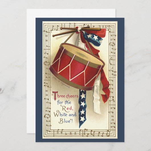  patriottisch, Drums met muziekuitnodiging Kaart (Voorkant / Achterkant)