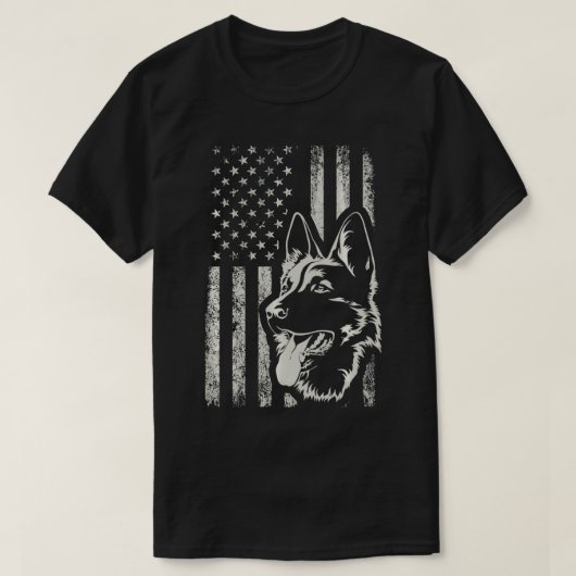 patriottisch Duits Shepherd AMERICAN FLAG 4 jul T-shirt (Design voorkant)