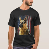 Patriottisch Duits Shepherd American Flag Dog Gift T-shirt (Voorkant)
