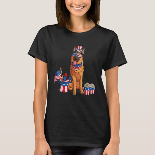 Patriottisch Duits Shepherd American Flag Dog Mann T-shirt (Voorkant)