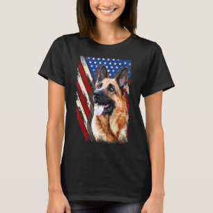 Patriottisch Duits Shepherd American Flag Dog Mann T-shirt