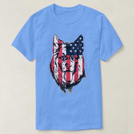 Patriottisch Duits Shepherd American Flag Dog T-shirt (Design voorkant)