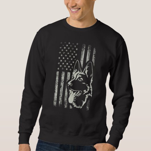 Patriottisch Duits Shepherd American Flag Dog Trui (Voorkant)