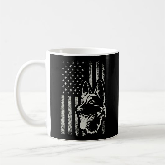 Patriottisch Duits Shepherd American Flag Hondenli Koffiemok (Links)