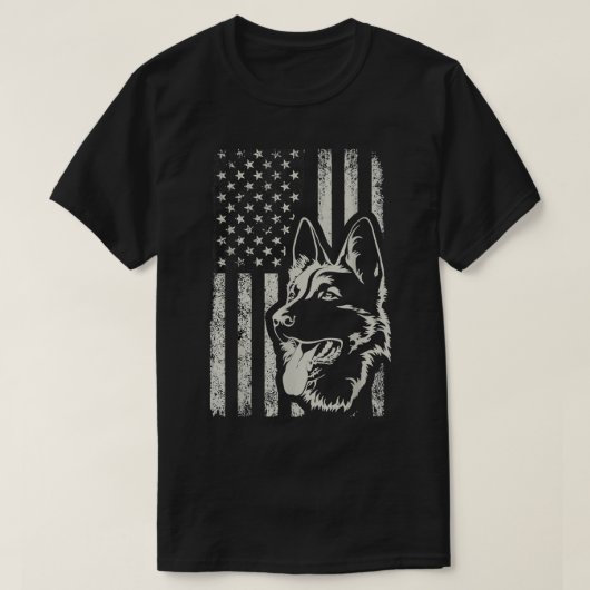 Patriottisch Duits Shepherd AMERICAN FLAG Hondenli T-shirt (Design voorkant)