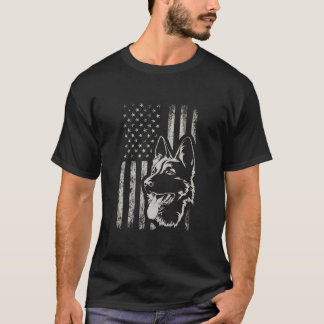 Patriottisch Duits Shepherd American Flag Hondenli T-shirt