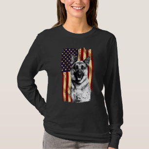 Patriottisch Duits Shepherd Amerikaanse vlag op 4  T-shirt