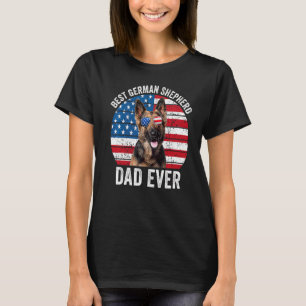 Patriottisch Duits Shepherd Dad American Flag Dog  T-shirt