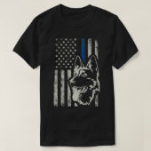 Patriottisch Duits Shepherd K9 Unit Thin Blue Line T-shirt (Design voorkant)
