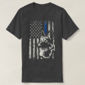Patriottisch Duits Shepherd K9 Unit Thin Blue Line T-shirt (Design voorkant)
