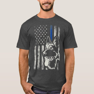 Patriottisch Duits Shepherd K9 Unit Thin Blue Line T-shirt