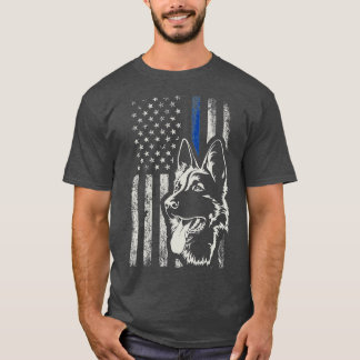 Patriottisch Duits Shepherd K9 Unit Thin Blue Line T-shirt