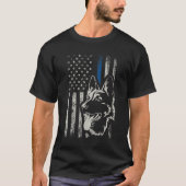 Patriottisch Duits Shepherd K9 Unit Thin Blue Line T-shirt (Voorkant)