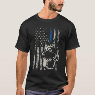 Patriottisch Duits Shepherd K9 Unit Thin Blue Line T-shirt