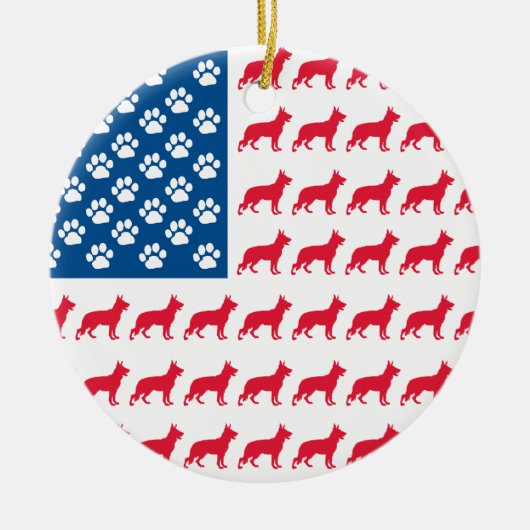 Patriottisch Duits Shepherd Keramisch Ornament (Voorkant)