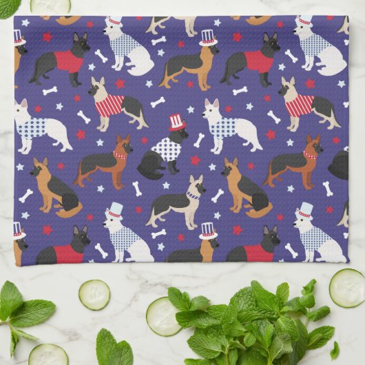 Patriottisch Duits Shepherd Pattern Kitchen Towel Theedoek (Gevouwen)