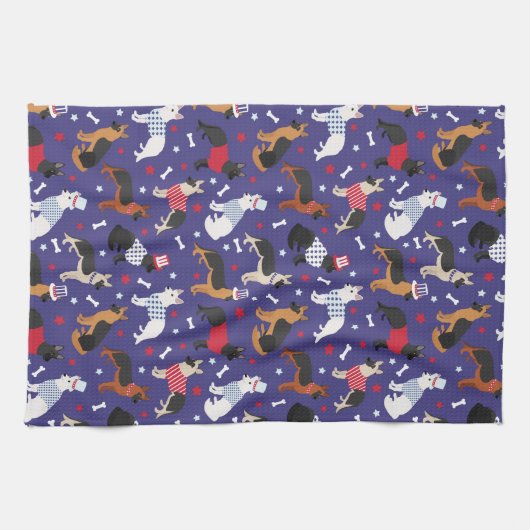 Patriottisch Duits Shepherd Pattern Kitchen Towel Theedoek (Horizontaal)
