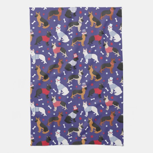 Patriottisch Duits Shepherd Pattern Kitchen Towel Theedoek (Verticaal)