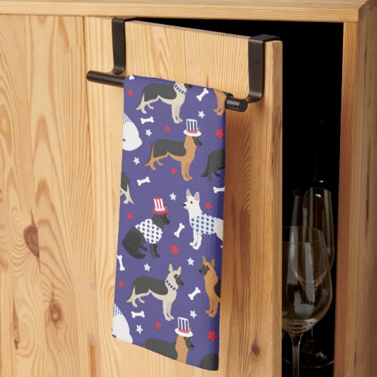 Patriottisch Duits Shepherd Pattern Kitchen Towel Theedoek (Derde Gevouwen)