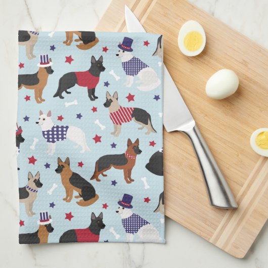 Patriottisch Duits Shepherd Pattern Theedoek (Quarter Fold)