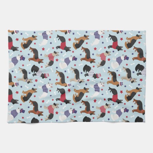 Patriottisch Duits Shepherd Pattern Theedoek (Horizontaal)