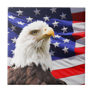 Patriottisch Eagle en Amerikaanse Vlag Tegeltje