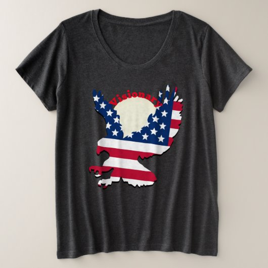 Patriottisch Eagle Visionary American Flag Design Grote Maat T-shirt (Design voorkant)